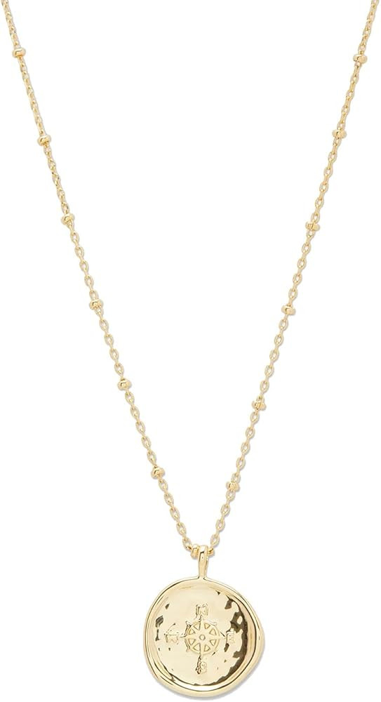 gorjana Women's Compass Coin Pendant Necklace, 18K Gold or Silver Plated Medallion, Adjustable 19 in | Amazon (US)