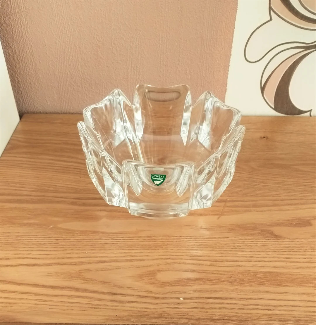 Vintage Orrefors Corona Crystal Bowl Design by Lars Hellsten - Etsy | Etsy (US)