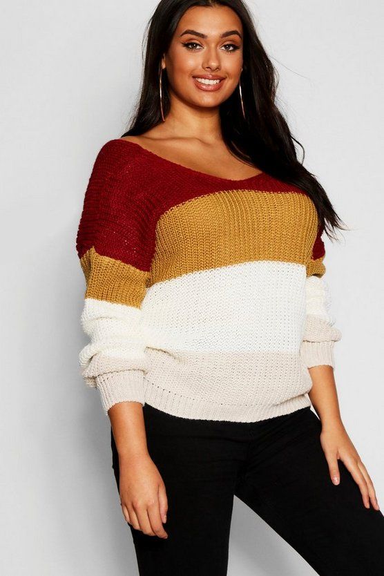 Plus Stripe Knot Back Sweater | Boohoo.com (US & CA)