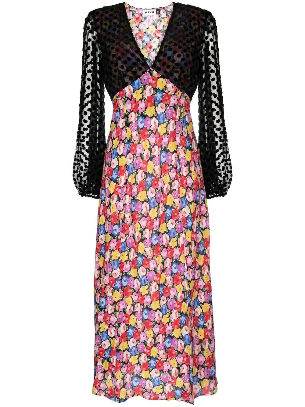 Rixo Panelled floral-print Dress - Farfetch | Farfetch Global