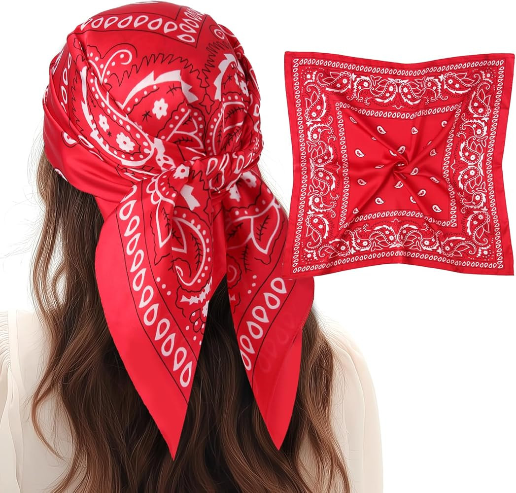 1 Pcs 27.5 Inches Satin Head Scarf Silk Like Stain Bandana Sleeping Hair Wrap Hair Scarf for Wome... | Amazon (US)