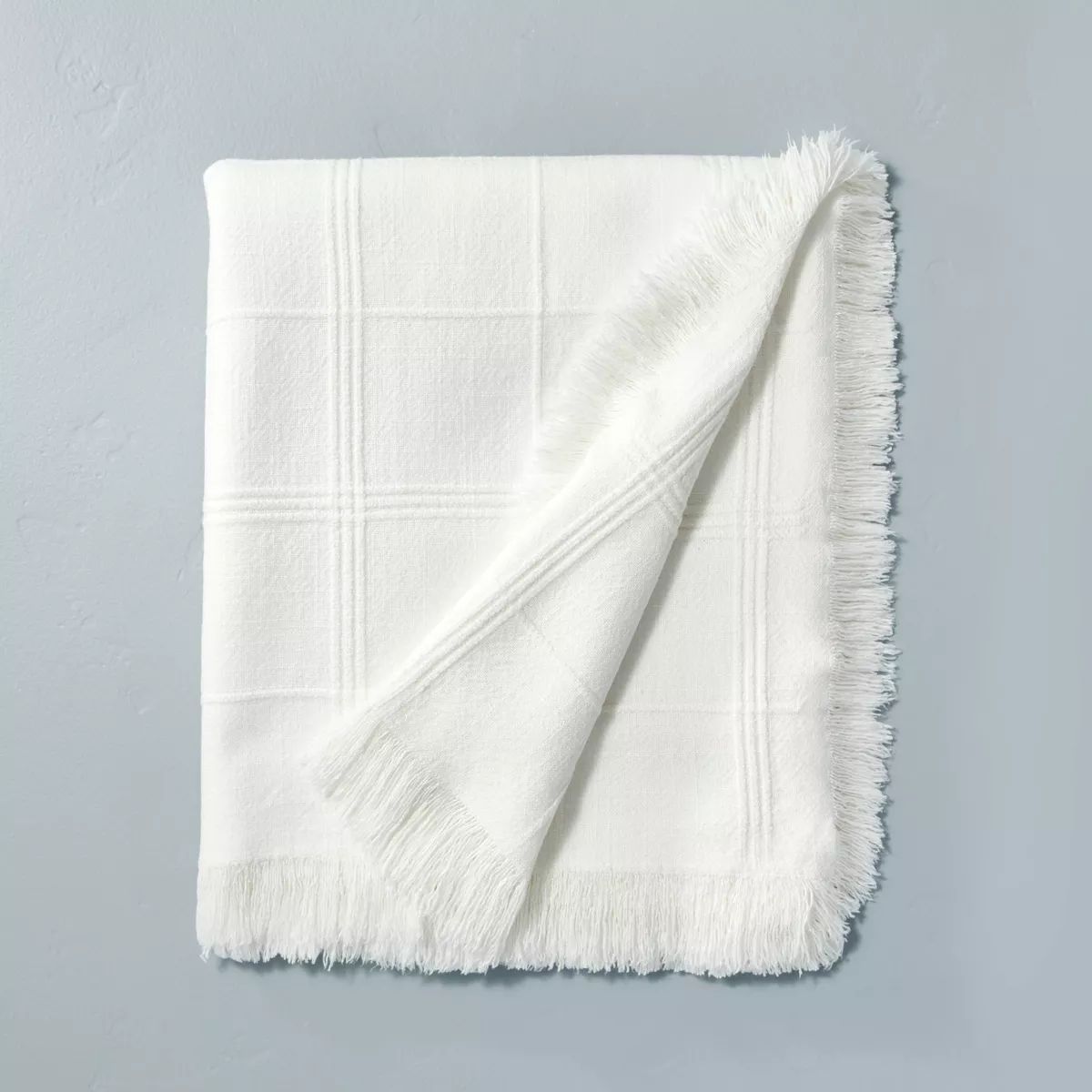 Textured Grid Lines Dobby Throw Blanket Cream - Hearth & Hand™ with Magnolia | Target