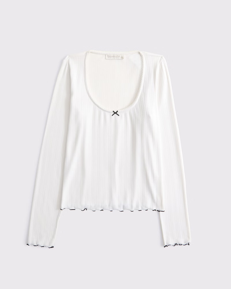 Long-Sleeve Pointelle Sleep Top | Abercrombie & Fitch (US)