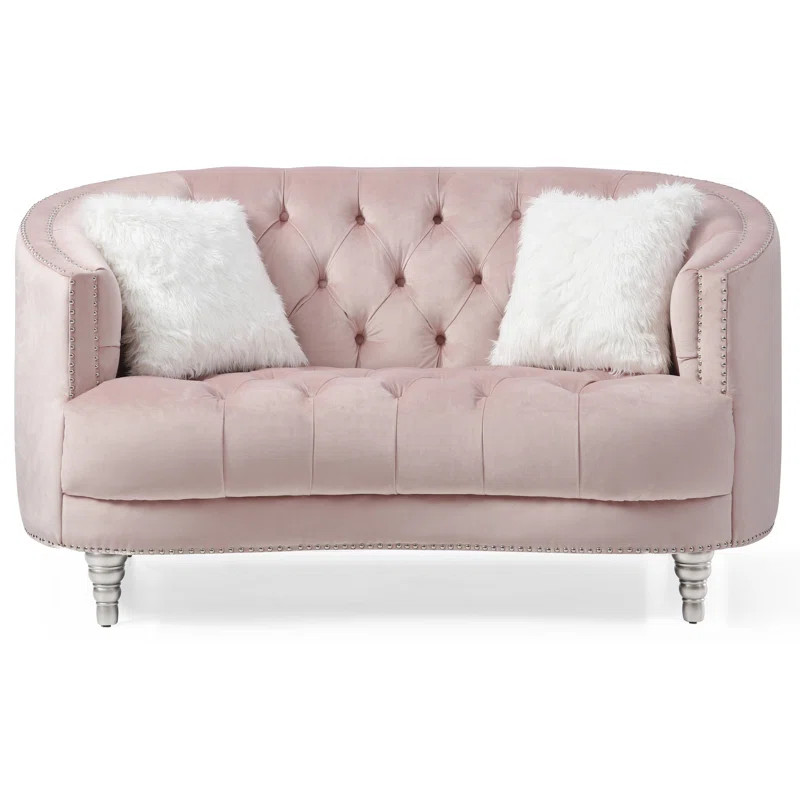 Davina 64" Wide Velvet Tuxedo Arm Curved Loveseat | Wayfair North America