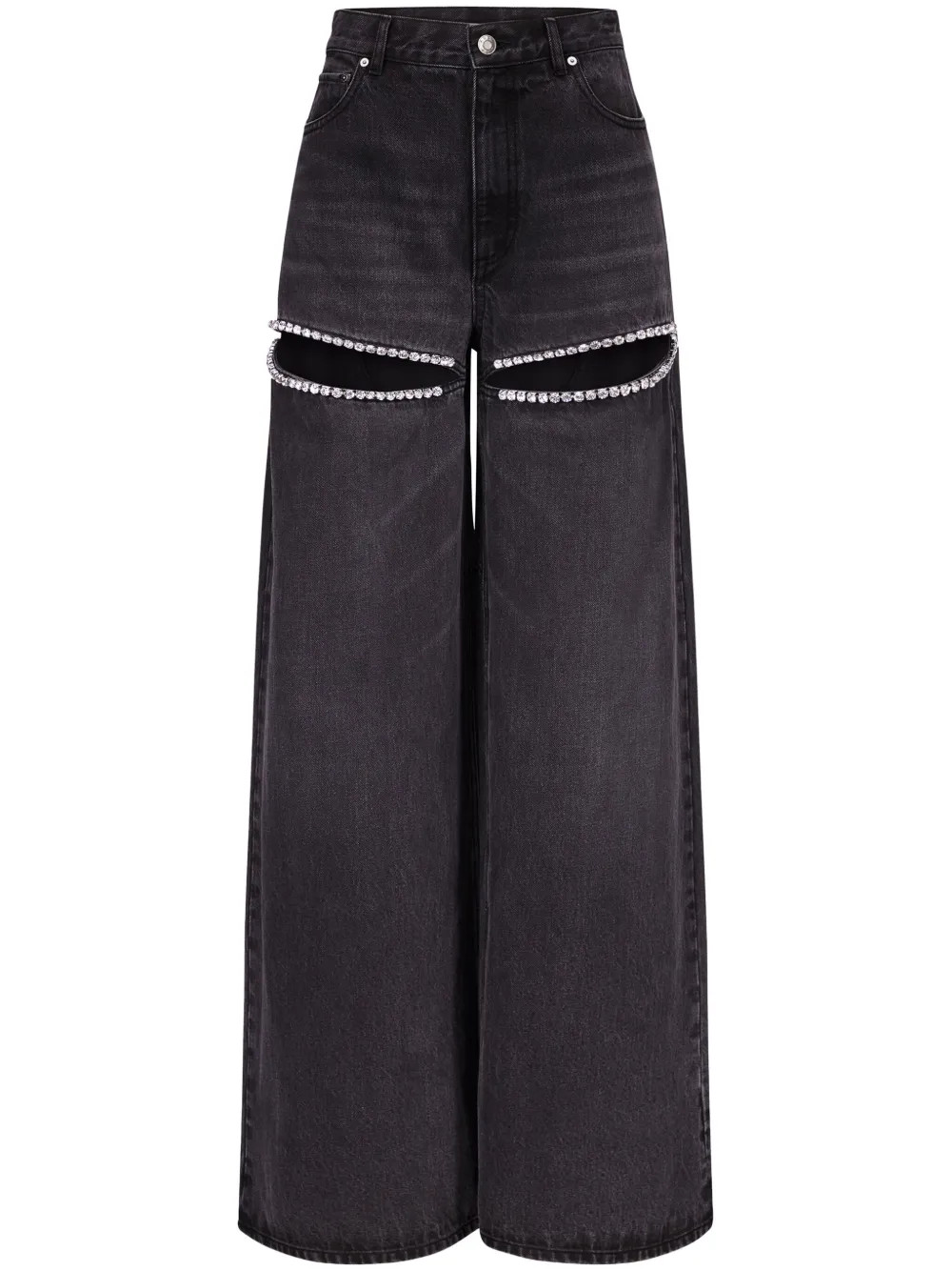 AREA crystal-embellished high-rise wide-leg Jeans - Farfetch | Farfetch Global