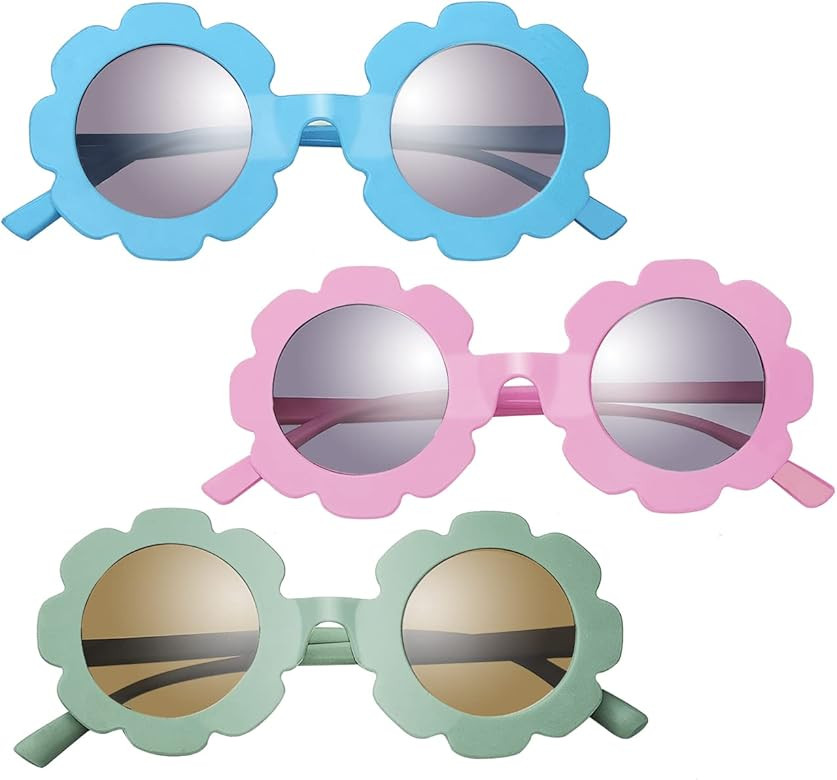 BESTWYA Kids Round Sunglasses Cute Color Flower Shaped UV 400 perfect for outdoor activity | Amazon (US)