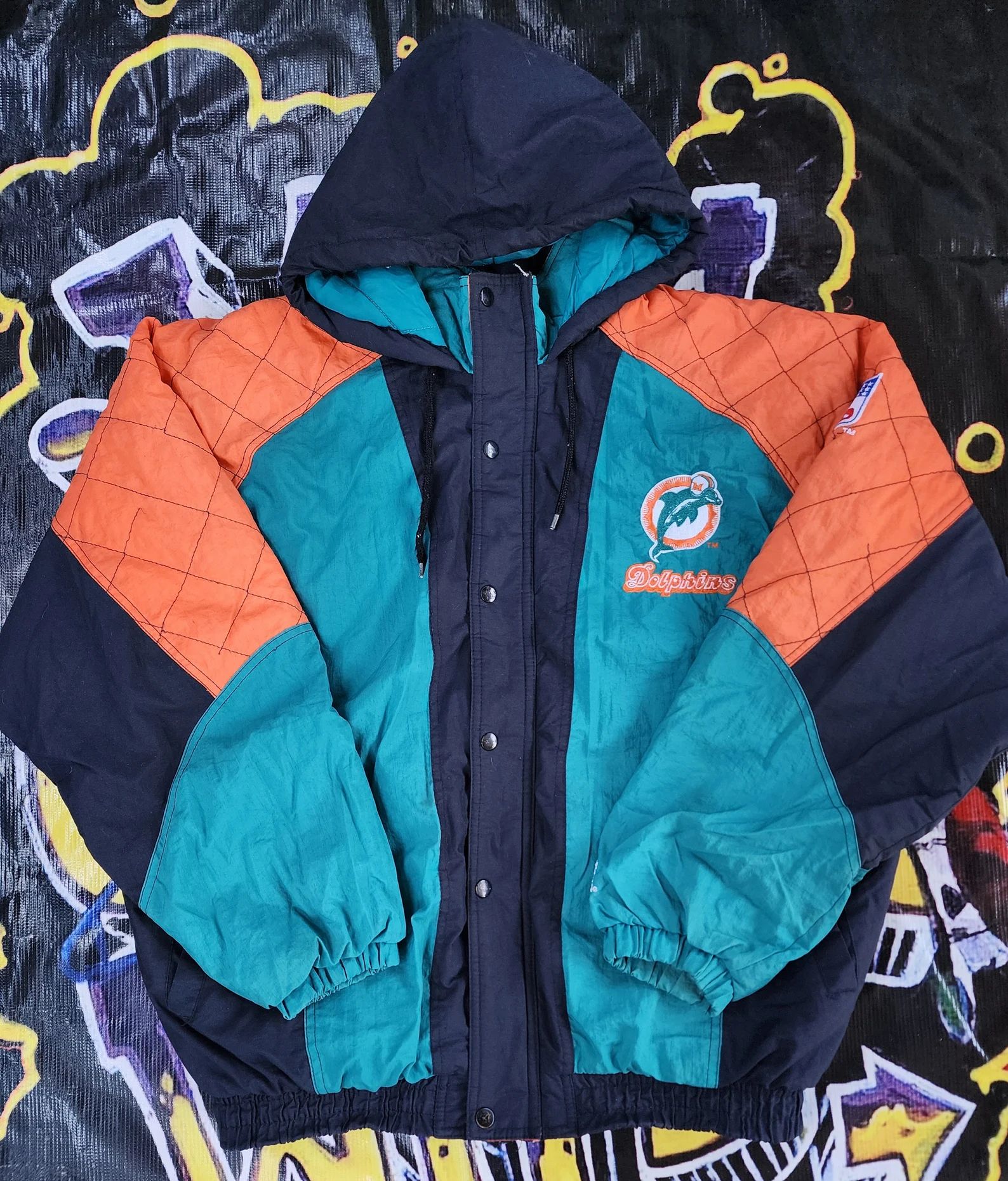 Rarevintage 1990s Miami Dolphins Black Orange Starter Quilt Jacket Large - Etsy | Etsy (US)