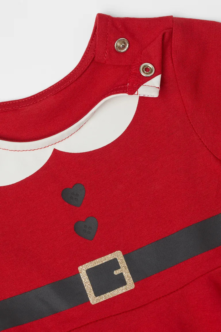 Cotton Jersey Dress - Red/Santa - Kids | H&M US | H&M (US + CA)