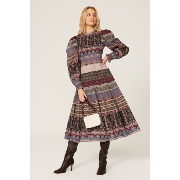Sea New York Brooke Border Smocked Dress multicolored-print | Rent the Runway