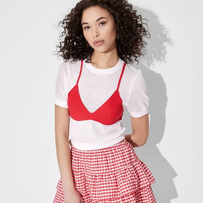 Women's Short Sleeve Crewneck Bikini Pullover Sweater - Wild Fable™ | Target