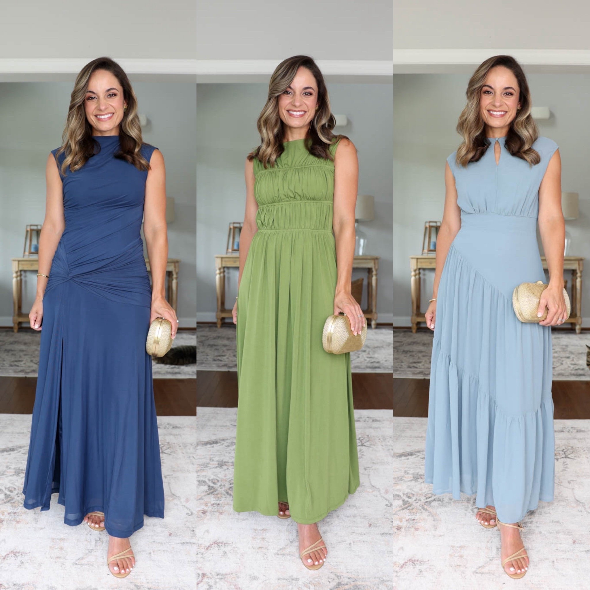 Petite-friendly wedding guest dresses for late summer to early fall. No hem dresses for petites! 

Green dress (Tuckernuck): xxs (low in stock in green, available in black)
Dark blue dress (Nordstrom): xs 
Light blue dress (Anthropologie): petite xxs

#LTKPetite #LTKWorkwear