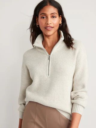 Rib-Knit Quarter-Zip Sweater for Women | Old Navy (US)