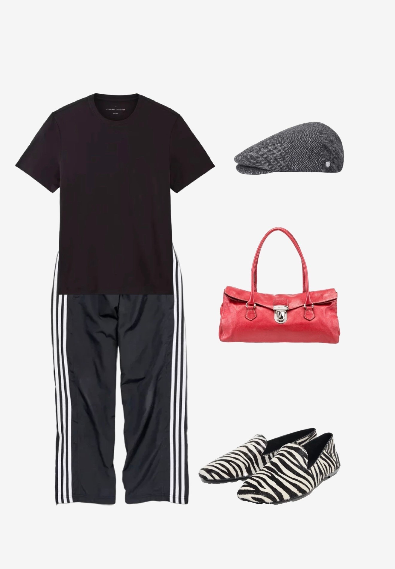 Another week of feeling uninspired by summer. 
T-shirt, bag, and track pants are preloved/vibtage.