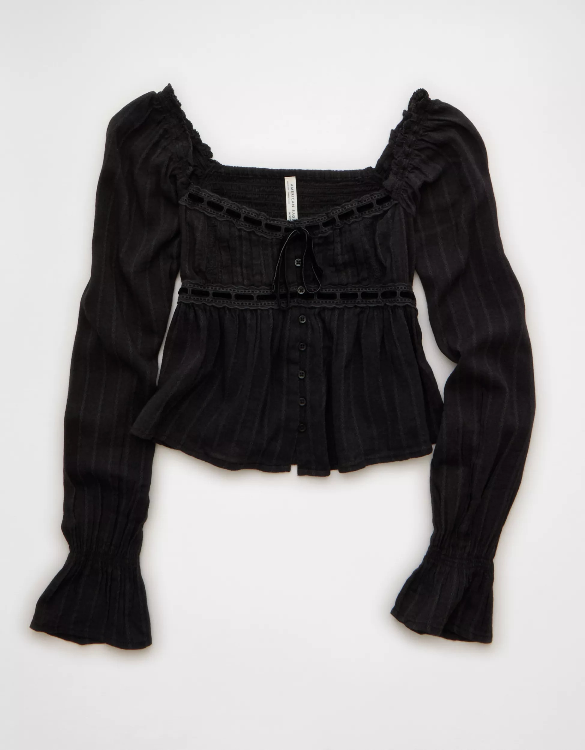 AE Long Sleeve Babydoll Blouse | American Eagle Outfitters (US & CA)