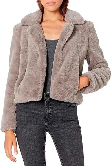 [BLANKNYC] womens Solid Cropped Faux Fur Jacket, Comfortable & Stylish Coat | Amazon (US)