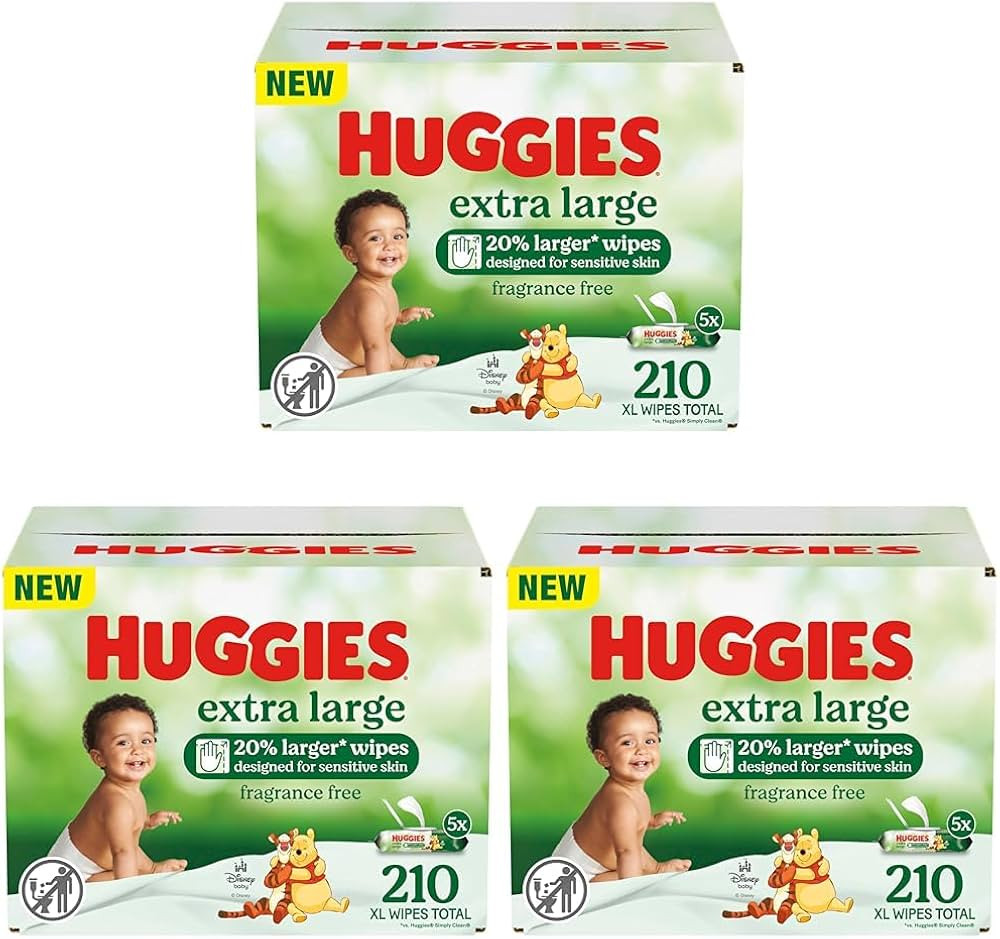 Huggies Extra Large Baby Wipes, Unscented, 15 Flip-Top Packs, 630 XL Wipes Total, Packaging May V... | Amazon (US)