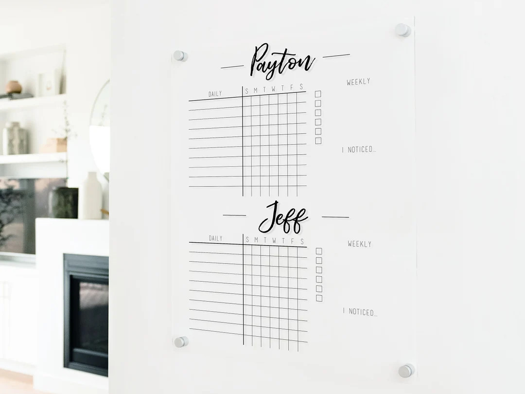 Chore Chart for Two Children Acrylic Chore Chart Personalized to Do List Floating Chore Chart Tas... | Etsy (US)