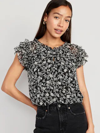 Ruffle-Trim Smocked Top for Women | Old Navy (CA)