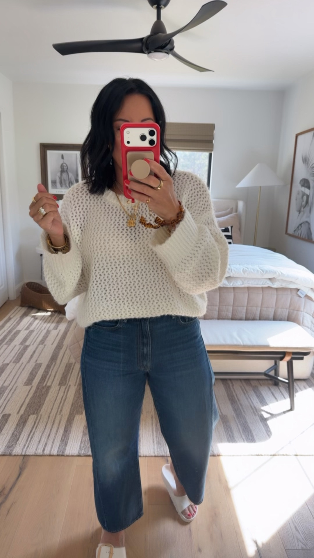 Top size medium (it’s oversized so you can definitely size down), jeans size 30 (I’m a curvy size 8), shoes fit tts and are waterproof! These jeans are on sale! I love them so much I also own them in the lighter denim color. 

#LTKSaleAlert #LTKOver40 #LTKootd