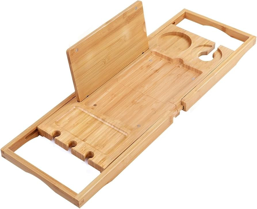 Utoplike Bamboo Bathtub Caddy Tray Bath Tray for Tub, Adjustable Bathroom Bathtub Organizer with ... | Amazon (US)