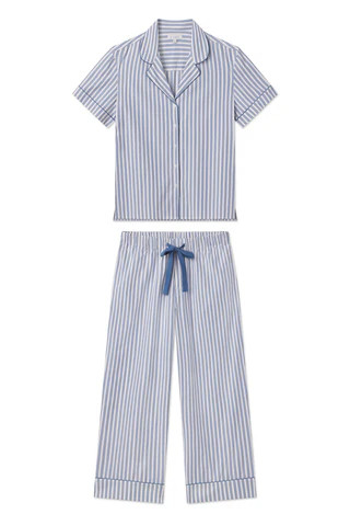 Poplin Chloe Pajama Set in Seaport Shoreline Stripe | Lake Pajamas