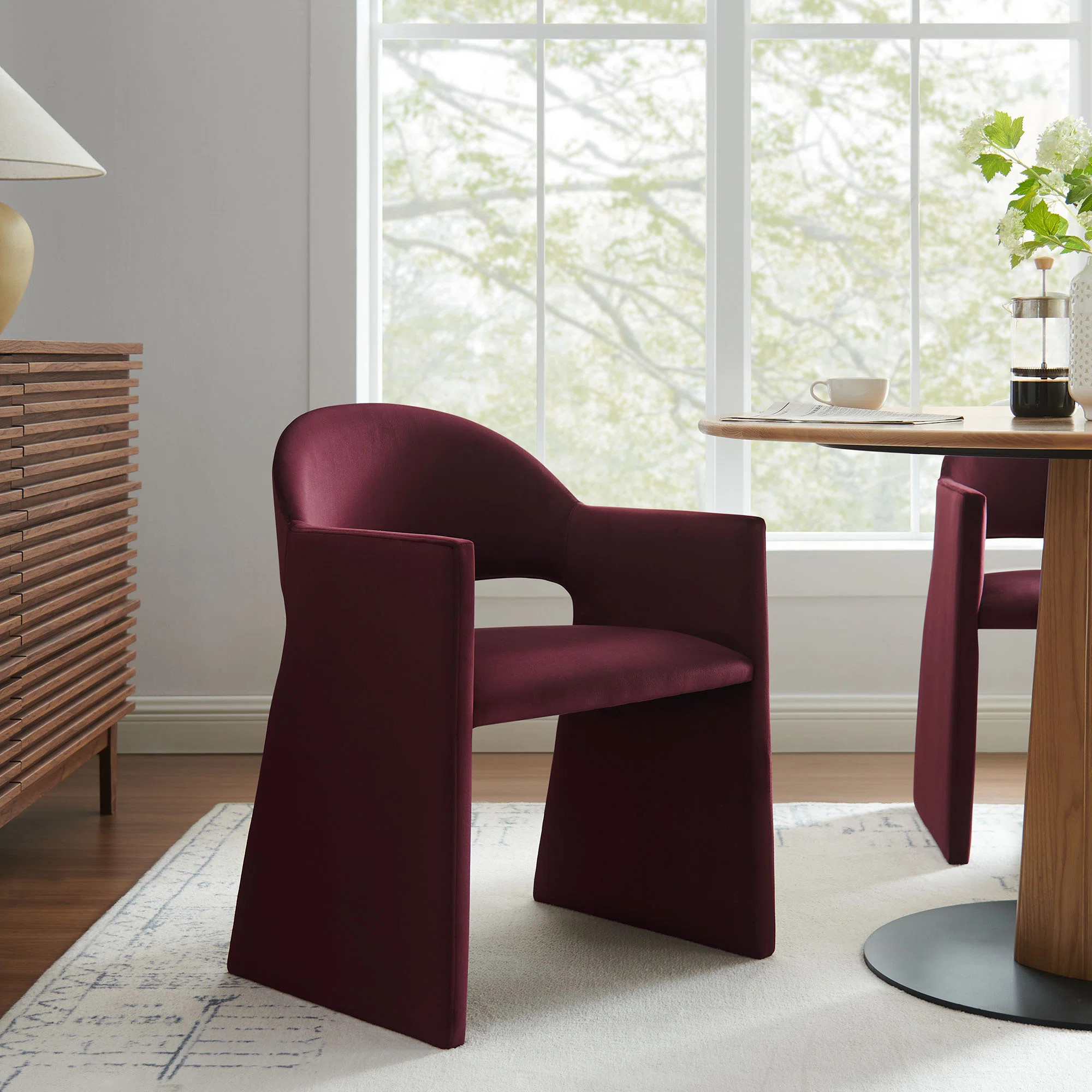 Talia Performance Velvet Dining Armchair In Chocolate Brown | Wayfair North America