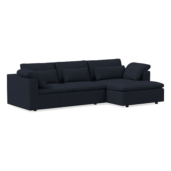 Harmony Modular 122"" Right Multi Seat 2-Piece Chaise Sectional, Petite Depth, Chenille Tweed, Midni | West Elm (US)