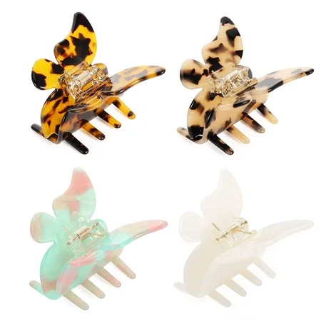 Jakeni Butterfly Clips for Hair Small Claw Butterfly Hair Clips for Women and Girls with Celluloid L | Walmart (US)