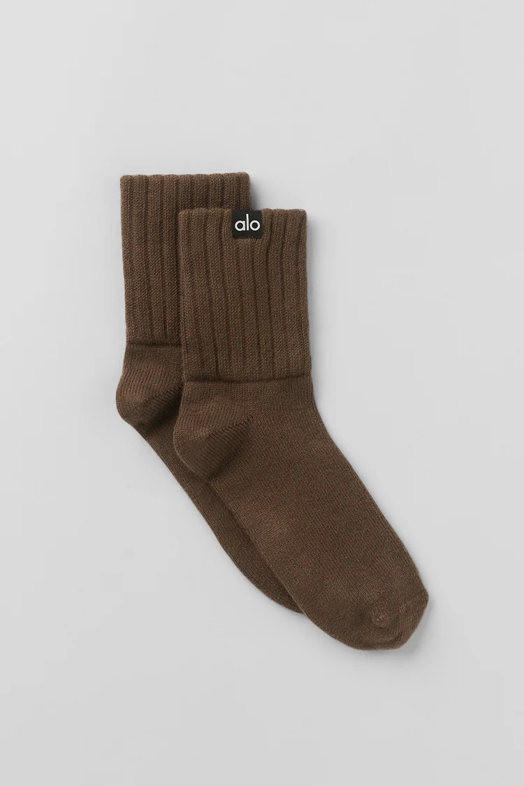 Unisex Half-Crew Scrunch Sock - Espresso | Alo Yoga (US)