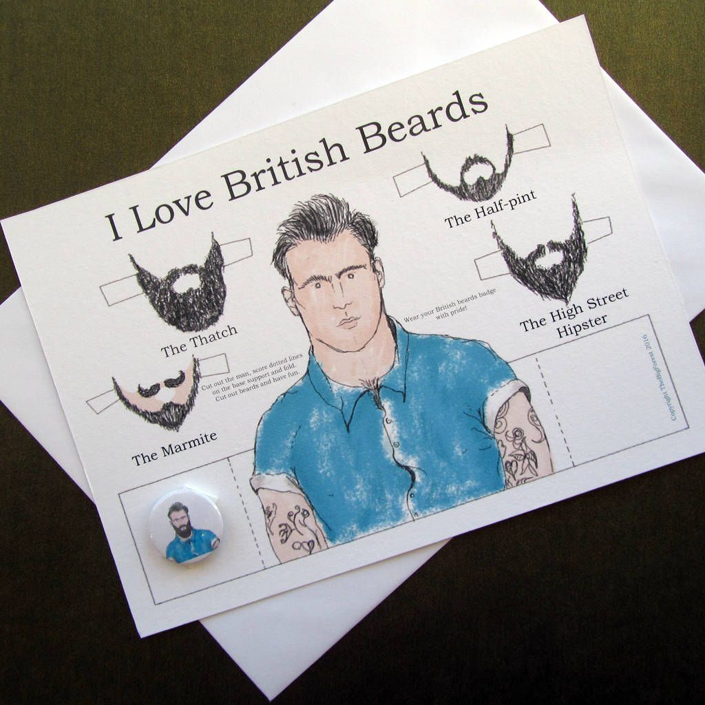 British Beards Greetings Card And Badge | Notonthehighstreet.com UK