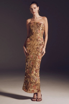 Mac Duggal Strapless Column Maxi Dress | Anthropologie (US)