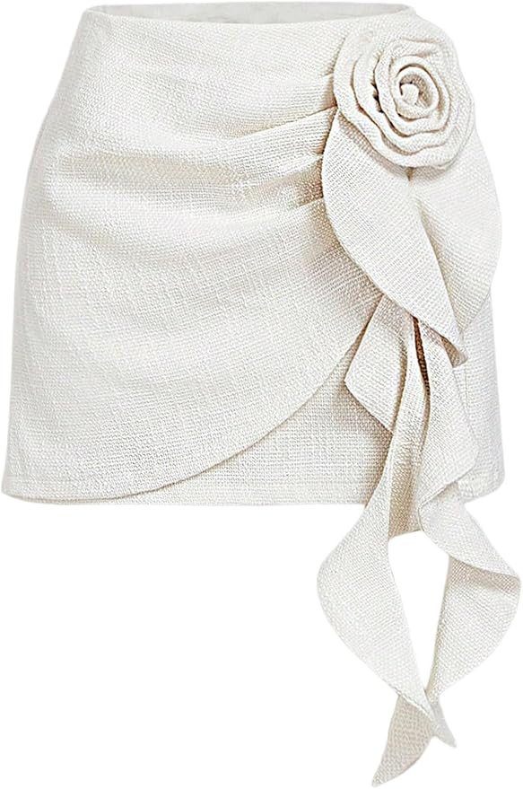 Floerns Women's Elegant 3D Floral Skirt High Waisted A Line Mini Skirts Business Casual Outfit | Amazon (US)