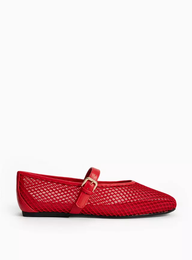 Red Mesh Ballerina Shoes 7 | Tu Clothing