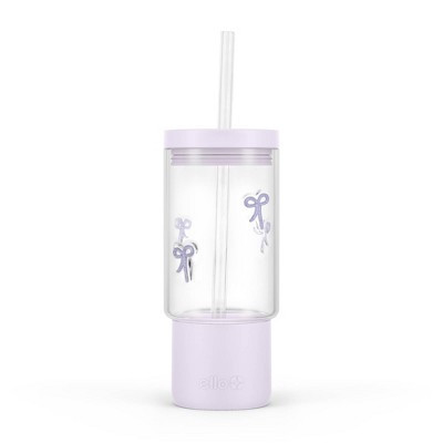 Ello Charmed 18oz Bow Glass Straw Tumbler Purple | Target