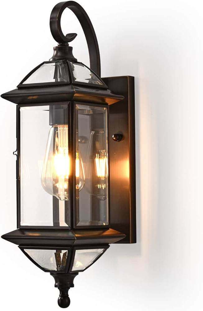 18.5" H Copper Outdoor Wall Lights Exterior Waterproof Wall Sconce Light Fixture E26 Socket Oil R... | Amazon (US)