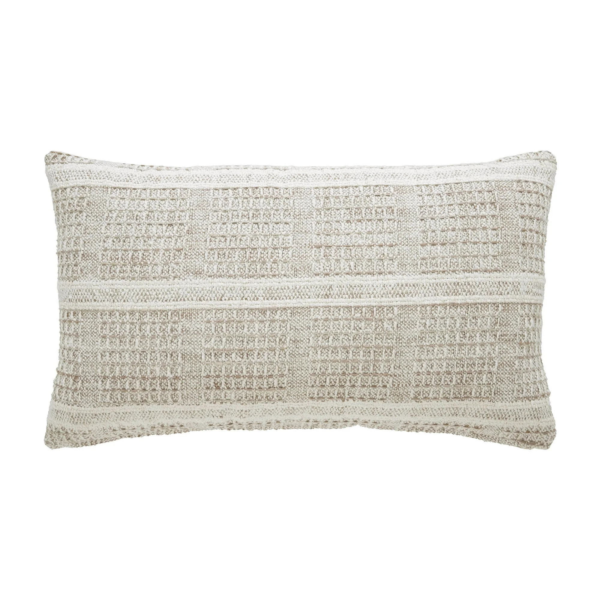 Better Homes & Gardens 14" x 24" Beige Chunky Woven Plaid Decorative Pillow | Walmart (US)
