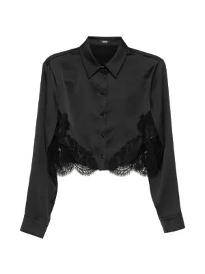 lace-trim satin crop shirt | Farfetch Global