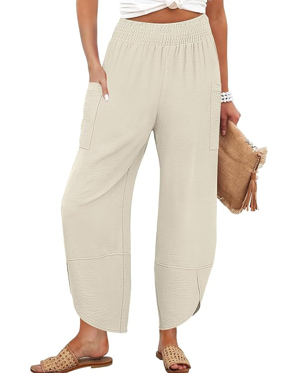 ANRABESS Womens Wide Leg Palazzo Capri Pants 2026 Summer Casual Loose High Waisted Lounge Flowy C... | Amazon (CA)