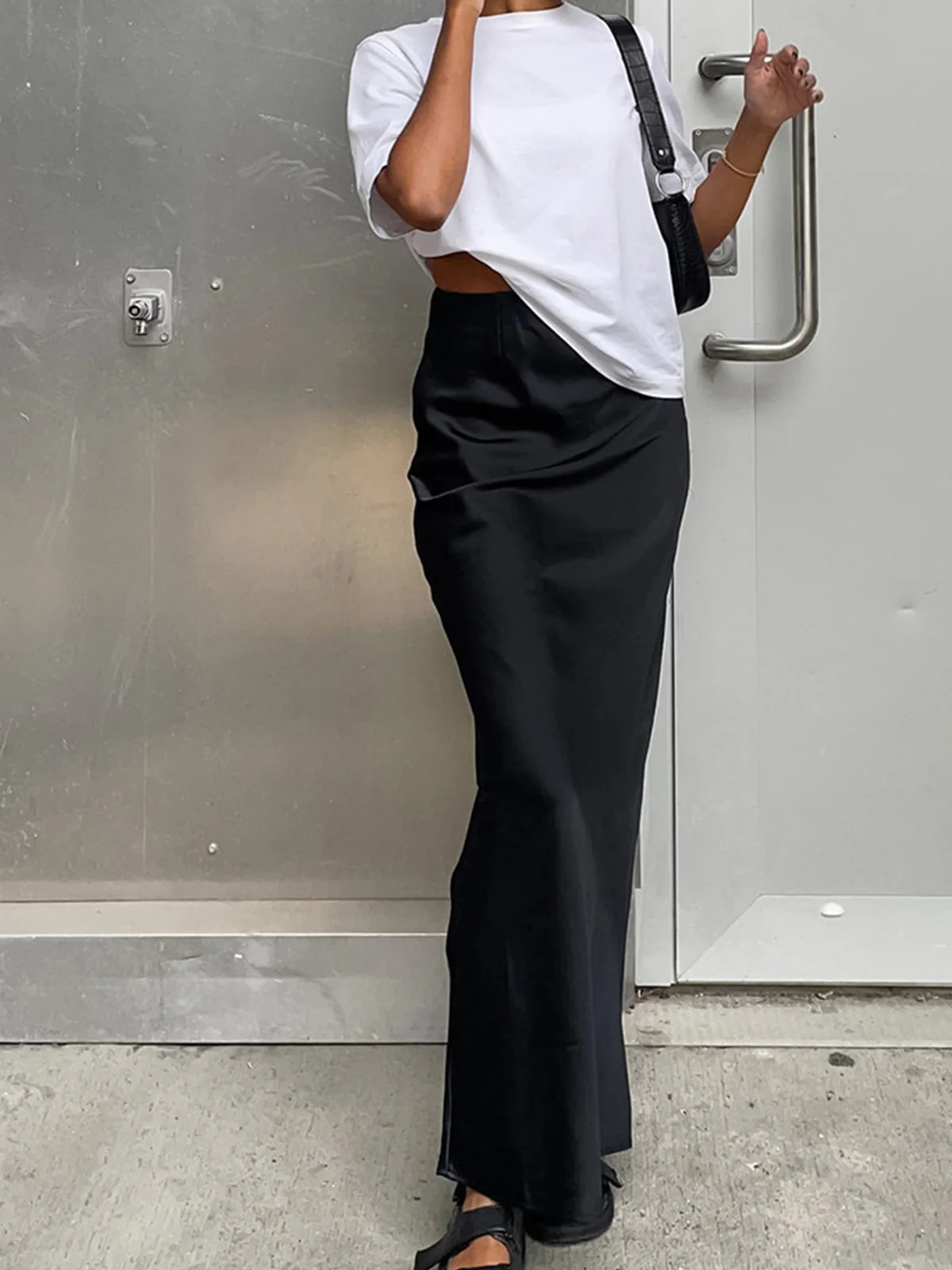 Utility Satin Maxi Skirt | Commense