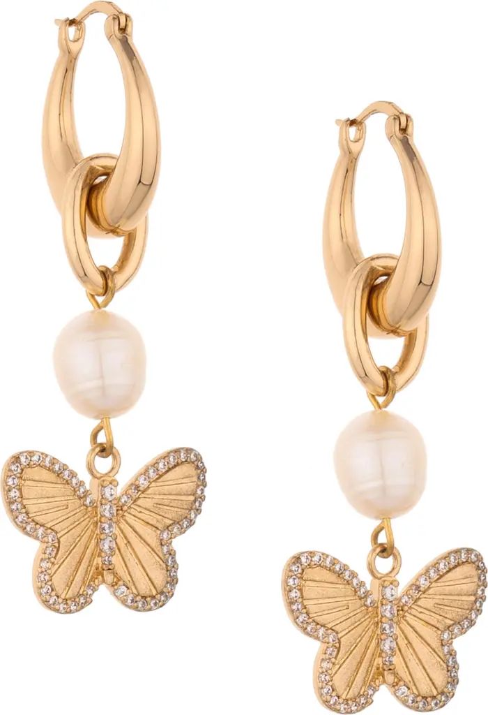 Butterfly & Imitation Pearl Drop Earrings | Nordstrom