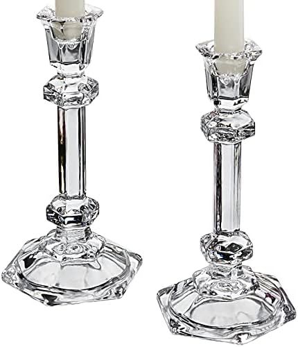 Octagon Crystal Candlesticks - Set Of 2 | Amazon (US)