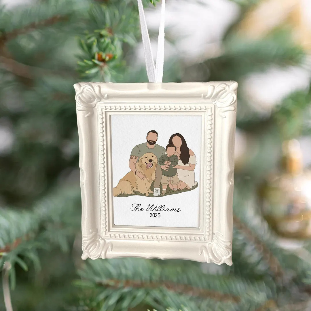 Custom Family Picture Frame Ornament, Faceless Portrait Drawing From Photo, Christmas Keepsake Gi... | Etsy (US)