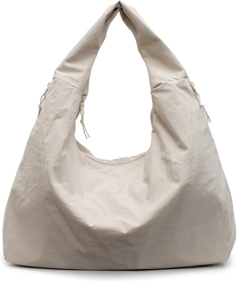Slouchy Tote Bag 2026 Nylon Solid Pleated Handbag Men Women Large Shoulder Travel Gym Casual Comm... | Amazon (US)
