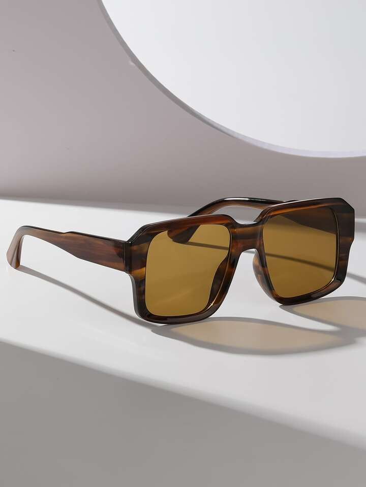 Geometric Frame Tinted Lens Fashion Glasses | SHEIN