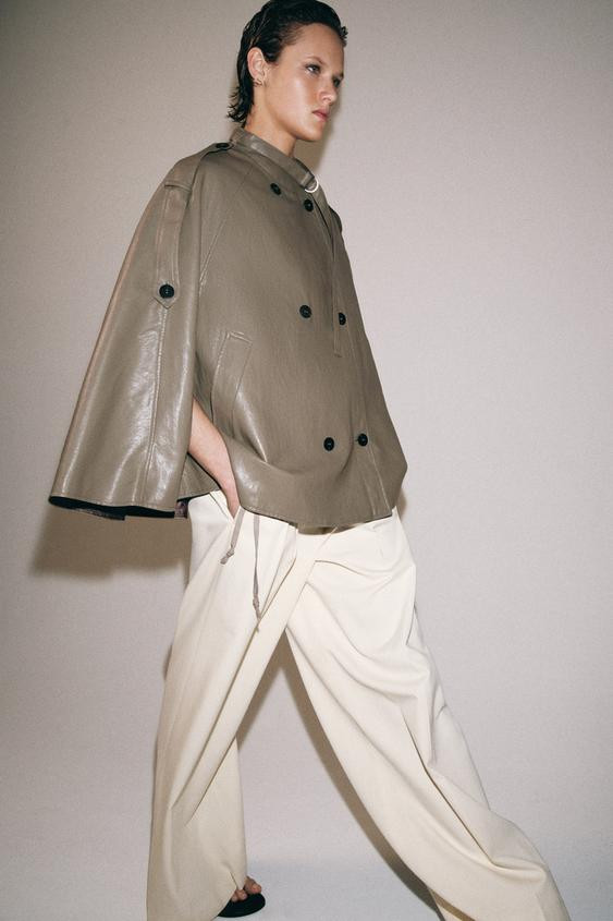 ZW COLLECTION FAUX LEATHER CAPE JACKET | Zara US