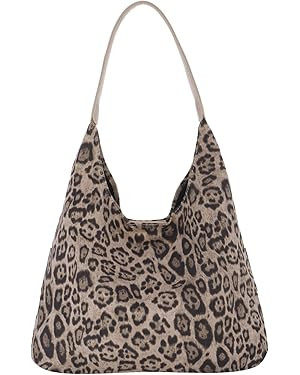 Oweisong Leopard Tote Bag for Women Suede Leather Cheetah Print Hobo Shoulder Bag Large Vintage S... | Amazon (US)