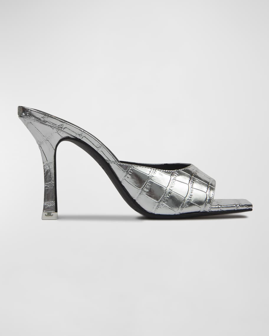 Celine Metallic Croco Mule Sandals | Neiman Marcus