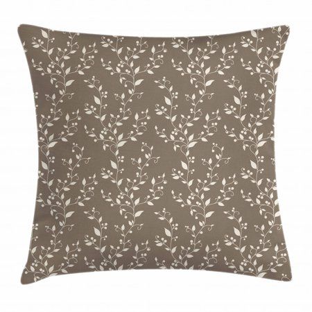 Floral Throw Pillow Cushion Cover Nature Inspirations Pattern Branches Leaves and Berries Silhouette | Walmart (US)