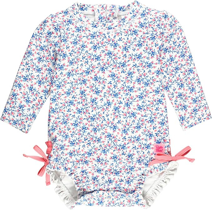 RuffleButts® Girls UPF 50+ Sun Protection Long Sleeve One Piece Swimsuit with Zipper | Amazon (US)