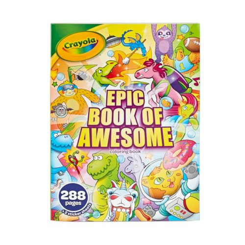 Crayola Epic Book of Awesome Coloring Book (288pgs), Animal Coloring Pages, Glitter Stickers, Travel Activity, Gift for Kids, Ages 3+ | Amazon (US)